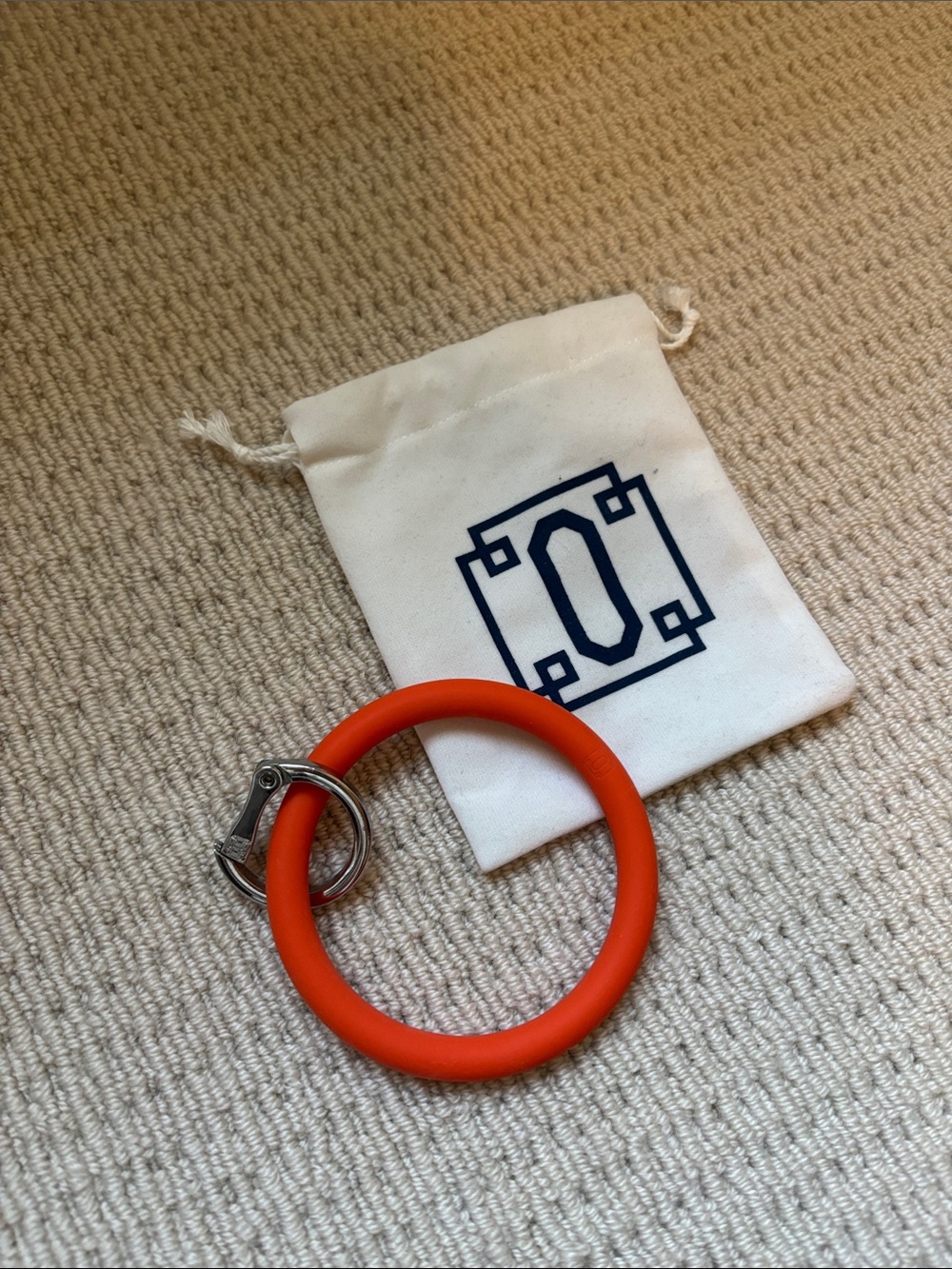 Big O Orange Silicone Key Ring Bracelet with Silver Clip